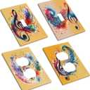 Decorative Art Light Switch Covers,1 Gang Single Duplex Outlet,Wall Plate,Switchplate Electrical Faceplate,Music,(4PACKS)