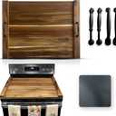 ILALO HEARTH & HOME - Premium Acacia Wood Noodle Board Stove Cover - 29"x21" Multifunctional Stovetop Cover with 2 Sets of Handles & Non-Slip Pads - Ideal for Gas & Electric Stoves