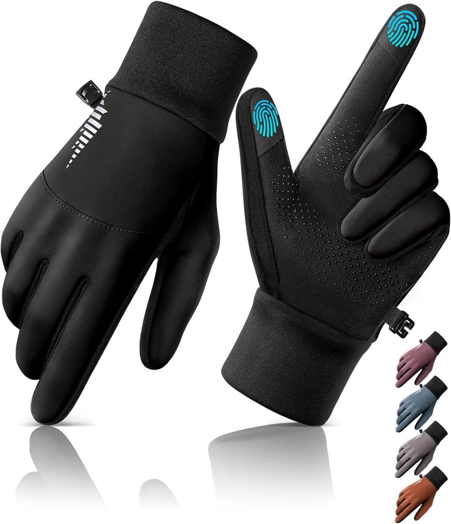 rivmount Water-Resistant Winter Gloves Touch Screen, Women Men Thermal Warm Gloves Suit for Cold Weather Running, Cycling, Hiking, Bike, Ski, Snow, Driving, Work, Outdoor Size S M L XL XXL Black Gray