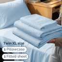 Twin XL Size 3 Piece Sheet Set - Comfy Breathable & Cooling Sheets - Hotel Luxury Bed Sheets for Women & Men - Deep Pockets, Easy-Fit, Soft & Wrinkle Free Sheets - Light Blue Oeko-Tex Bed Sheet Set