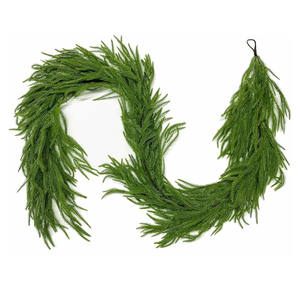 9FT Christmas Garlands Norfolk Pine Garland Real Touch Artificial Faux Greenery Garland for Holiday Indoor Outdoor Decor