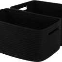OIAHOMY Storage Basket for Shelves, Closet Cube Storage Bins Baskets for Clothes Blanket Towels, Baby Nursery, Toy Baskets Box, Woven Rope Basket, 15.75*11.81*7.09 IN, 2 Packs Black
