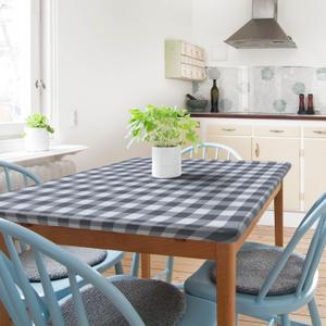 Sorfey Kitchen Tablecloth -Fitted with Elastic, Vinyl with Flannel Back, Fits for Table 36" w x 60" L Rectangle,Water Proof, Easy to Clean, Checked Grey Design