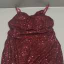 Popilush Sequin Cowl Neck Sculpting Mini Dress, Sparkle Red, XL