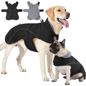 HEYWEAN Dog Winter Coat - Waterproof Windproof Reflective Vest for Medium & Large Breeds Adjustable Warm FleeceLined Jacket with Magic Tape & D-Ring for Leash Cold Weather Apparel (Black, Large)