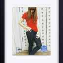 RPJC 11 x 14 Picture Frames Made of Solid Wood and High Definition Glass Display Pictures 8x10 with Mat or 11x14 Without Mat for Wall Mounting Photo Frames Black
