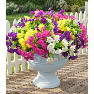 Artificial Flowers Fake Plants for Outdoors Decoration, 12 Bundles Silk Morning Glory with Eucalyptus Realistic UV Resistant Faux Flowers for Outside Planter Porch Yard Patio Garden Home Indoor, Mix