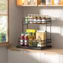 2 Pack Under Sink Organizers and Storage, 2 Tier Pull Out Cabinet Organizer, Metal Sliding Drawer Storage for Kitchen BathroomBlack