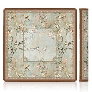 LZYRF Vintage Chinoiserie Cherry Blossom Mahjong Mat 31.5 x 31.5 in, Cottagecore Botanical Floral Bird Anti Slip and Noise Reduction Game Table Cover for Mahjong Dominoes Card Board Tile Games