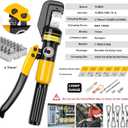 YUZES Hydraulic Crimping Tool and Cable Cutter, 12 AWG to 00 (2/0), 10 Tons Battery Cable Crimper Tool with 9 Crimping Dies, Crimping Tool for Cable Lug, Wire Terminal Lug