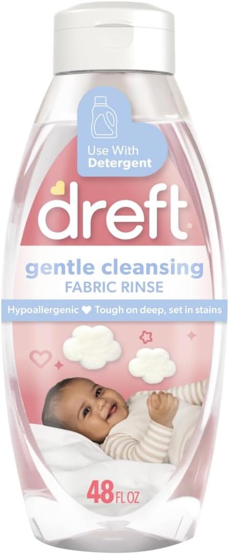Dreft Baby Gentle Cleansing Fabric Rinse, 48 fl oz, Dermatologist Tested on Sensitive Skin, Odor Remover