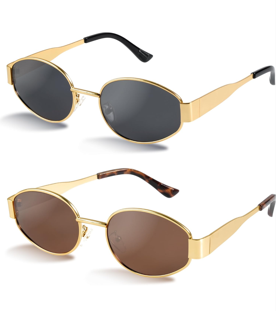 livho 2025 Trendy Oval Sunglasses - Stylish Polarized Shades for Everyday - Retro Metal Frames
