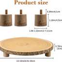 Rustic Wood Cake Stand - 11-13 Inch Wooden Slice with Legs for Elegant Wedding, Birthday, & Woodland-Themed Parties（1Pcs）