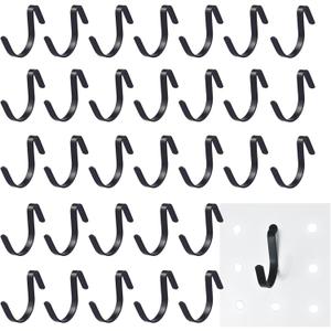 G.CORE Black Pegboard J Hooks Accessories - 40pcs Metal Peg Board Hooks for Hanging, Pegboard Wall Organizer Hangers, Fits 1/4 Slots, Tools Display Storage Holders for Garage Craft Office Organization