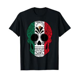 Mexico Flag Gift Sugar Skull Mexican T-Shirt Size Large