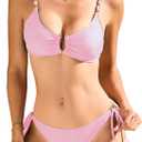 RIHOAS Sexy String Bikini Sets for Women Two Piece Bathing Suit Cheeky U-Wire Top and Mid Rise Bottom Bikini Swimsuits (Pink, S)