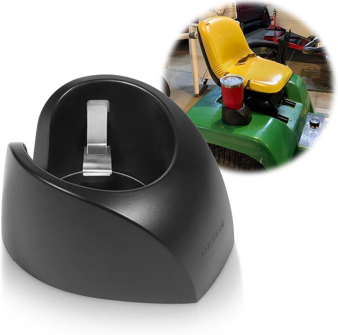 Versatile Cup Holder for Lawn Tractors and Outdoor Machinery, Secure and Convenient for Most Beverages, AM131898, Black