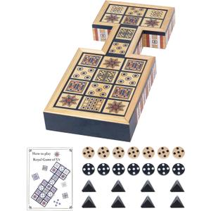 Wooden Royal Game of UR,Ancient Strategy Board Game for 2 Players,Beautifully Designed Board with Storage Drawers,Over 4500 Years Old (Orange)