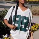 Oversized Jersey Women Summer Tops 2024 Grunge Graphic Tees Y2k Streetwear Short Sleeve Shirts (XL)