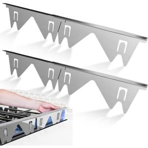 Stainless Steel Stove Gap Covers (2 Pack),Stove Gap Filler,Stove Gap Guards for Gas Range,Range Trim Kit,Heat Resistant & Easy to Clean, Easy Retractable Length 13.8" to 27.5" (Silver)