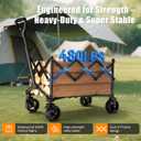 Collapsible Wagon Cart, 480lbs Heavy Duty Wagon with All-Terrain Wheels (Black)