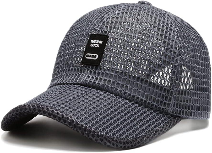 FASHIXD Summer Mesh Baseball Cap for Men Women Trucker Mesh Hat Baseball Hats Outdoor Sports Running hat (One Size, 2-dark Gray)