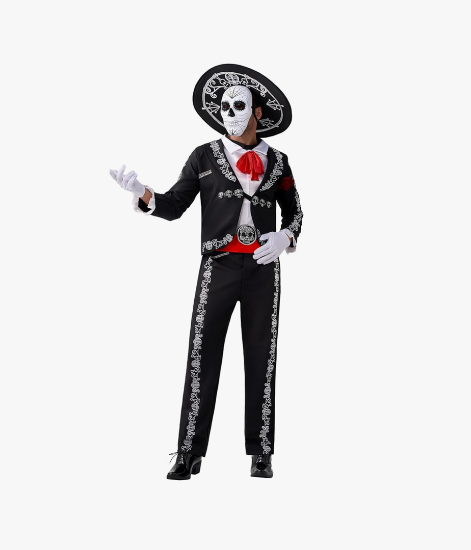 Spooktacular Creations Halloween Mens Day of The Dead Costume, Mariachis Skeleton Costume L