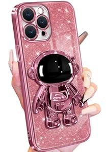 Buleens for iPhone 11 Pro Case Astronaut, Clear Cases for iPhone 11 Pro with Glitter Paper & Spaceman Stand, Women Girls Cute Electroplated Sparkly Space Phone Cover for 11 Pro