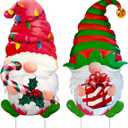 2 Packs Chrismas Decorations Yard Stakes Sign, 23 Inch Metal Gnome Stake, Waterproof Outdoor Decorative Xmas Holiday Outdoor Garden Welcome Signs Yard Lanwn Stake (Christmas)