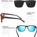 Square Polarized Sunglasses for Men and Women Lightweight Frame Sun Glasses with UV Protection