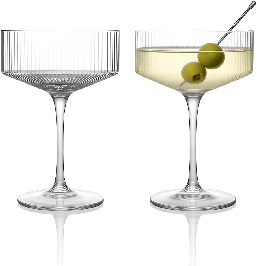 LEMONSODA Clear Martini Coupe Glasses - Classic Barware for Espresso Martini, Manhattan, Cosmopolitan – Handcrafted Luxury Glassware for Home Entertaining (Clear 6.5oz, Set of 3)
