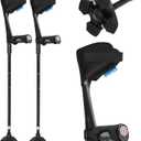 Crutches for Adults, Crutches for Walking, Have Adjustable Forearm Crutch Pads, Folding Forearm Crutches, with Four Corner Base Prevent Slipping , Suitable for Old People, Lame People (Black)