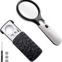 Jewelry Loupe Magnifier with UV LED Light, AFUNTA 30X 60X 90X Slide Out Pocket Magnifying Glass (Black & White)