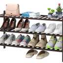 viewcare Long Shoe Rack, Bamboo Wood Shoe Rack for Closet, Entryway & Hallway, 3-Tier Stackable Shoe Shelf