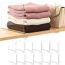 SortNStore Shelf Dividers Purse Organizer for Closet: 12-Pack Acrylic Bag Storage Organizer for Handbags, Clutches, Clothes, Sweater, Towel on Wood Shelves