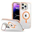 WOGROO for iPhone 12 Pro Case, Magnetic Kickstand Case for Women, Clear Orange