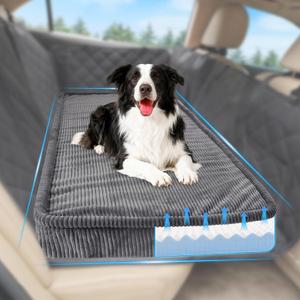 Loiion Thickened 4 in Orthopedic Dog Car Bed, Non-Slip Backseat Pet Mat, Removable Washable for SUVs/ Sedans/ Trucks, Plush Comfort for Large/ Senior Dogs, Easy Clean (Dark Gray, (50" L×24.6" W×4" H)) Medium