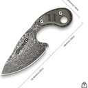 Small Damascus EDC Fixed Blade Knife with Sheath-ORIONER Z5 | Titanium alloy handle,full tang build,2.08 in blade, 3.97 in overall,1.43 oz. For box opening and cord cutting.