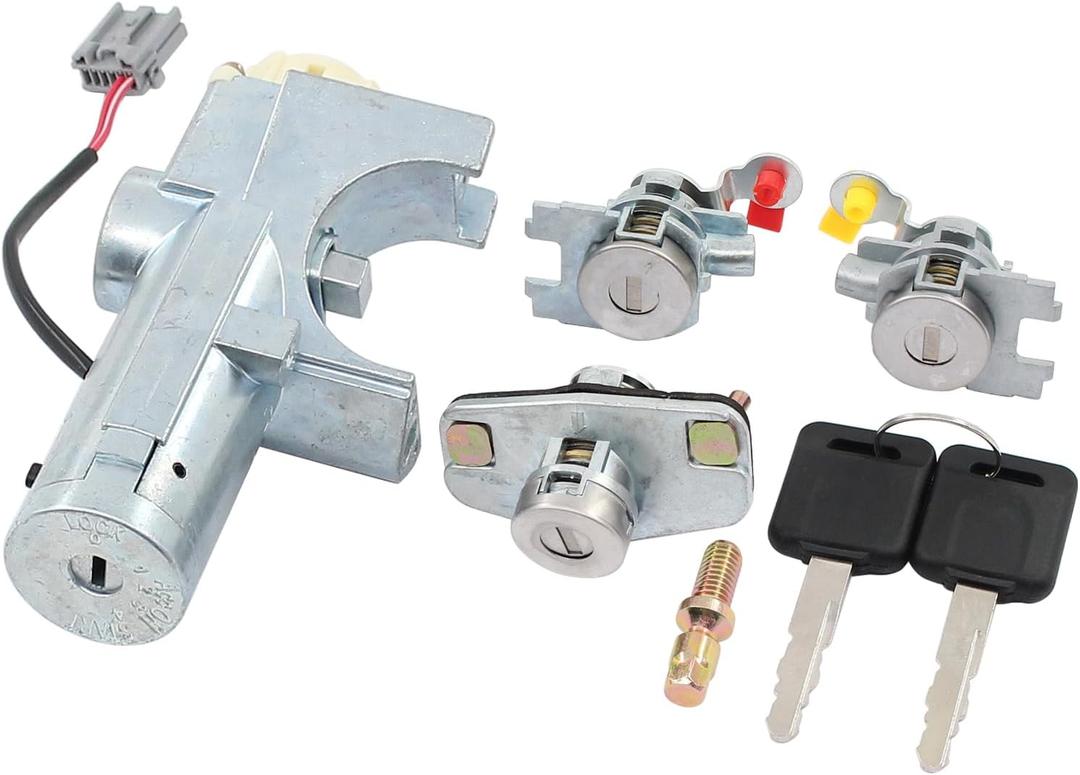 Ignition Lock Cylinder Switch and Door Lock Cylinder and Trunk Lock for Nissan Versa 2007-2012 Auto Trans