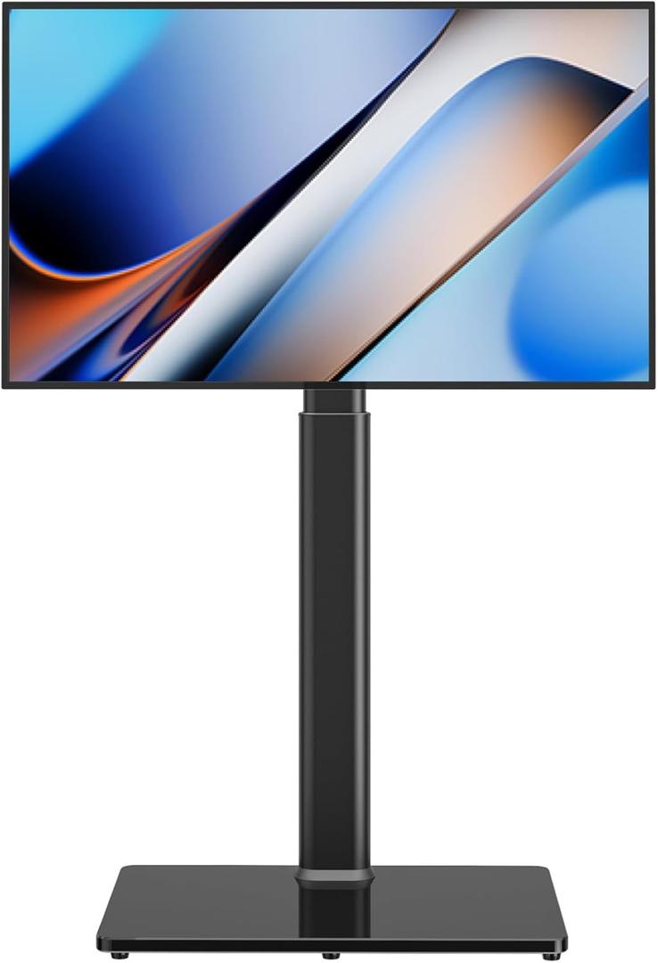 AX WABER Universal TV Floor Stand with Mount for 27 to 65 inch TVs,Swivel Standing TV Stand with 9 Level Height Adjustable,Space Saving Design Tall TV Stand for Living Room/Bedroom/Dorm/Corner Black