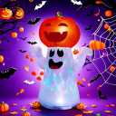 5FT Halloween Inflatable elf Head Pumpkin, Halloween Decoration, Halloween Inflatable Built-in LED Light for Indoor and Outdoor Courtyard Garden Door Decoration