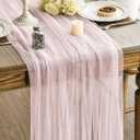 Artoid Mode 6PCS Blushing Pink Gauze Table Runner 120 Inch 10FT, Seasonal Sheer Kitchen Dining Holiday Wedding Birthday Baby Shower Table Decor for Home Party