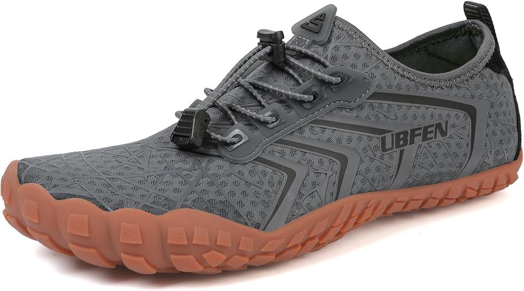 UBFEN Water Shoes Aqua Swim Shoes Mens Womens Beach Sports Quick Dry Barefoot for Boating Fishing Diving Surfing, Size: 14 Women/12 Men (Dark Grey)