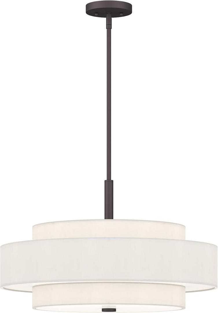 Livex Lighting Fabric Shade 50875-07 Meridian 5 Light Bronze Pendant