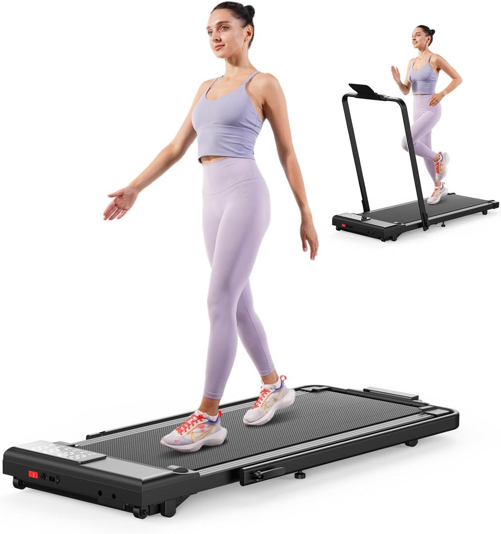 Walking Pad Treadmill with Incline and Handle Bar, 3.0 HP Foldable Treadmills 300LBS Capacity Folding Walking Pad 3 in 1 Under Desk Treadmill Remote Control with APP