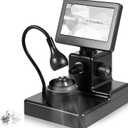4.3 inch LCD Digital Microscope, Rechargeable Portable Lab Soldering Coin Microscope, 50-1000X Pro Diamond Tester with Multi-Angle LED Fill Light for Diamond Laser Inscription Girdle Viewer Jewelers