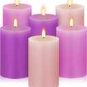Conelist Set of 6 Gradient Pink Purple Small Pillar Candles 2 x 3 Inch Unscented Colored Votive Candles for Wedding Holiday Church Dinner Table Home Decor
