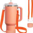 Cup Accessories Set Compatible with Stanley H2.0 & Protour 40oz, Carrier with Strap & Protective Boot, Handle Shoulder Cross Carrying Strap for Women Men (Nectarine, Fit Stanleyy 40oz)