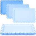 6 Pcs Blue Serving Trays Plastic Platters Dessert Cupcake Holder Party Supplies 14.4 x 9.3 Inches Rectangular Cookie Snack Display Tray for Wedding Restaurant