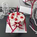 Rsstarxi 30 Pack Red Bow Cake Toppers Bows Cake Decorations Birthday Bowknot Ribbons CupcakeToppers for Girls Baby Shower Bridal Wedding Birthday Anniversary Party Decorations Supplies